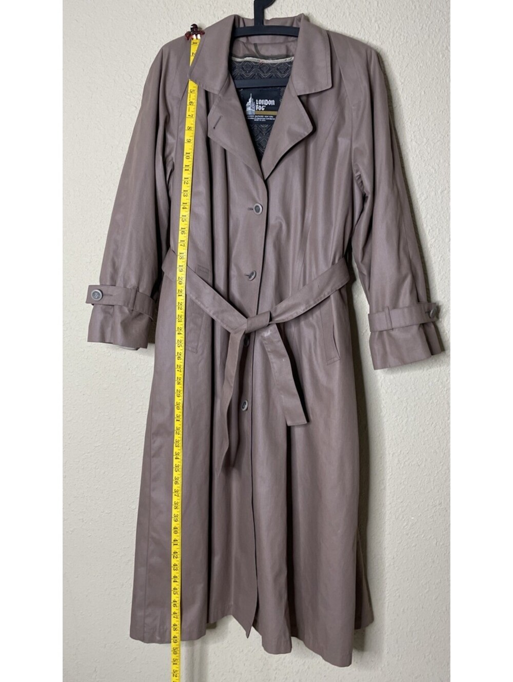 Vintage London Fog Trench Coat USA Made Belted Brown Lined Size 16 R Excellent - Picture 11 of 15